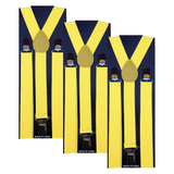 3x Mens Suspenders Braces Adjustable Strong Clip On Elastic Formal Wedding Slim - Yellow