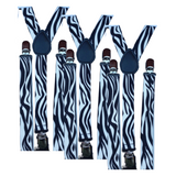 3x Mens Suspenders Braces Adjustable Strong Clip On Elastic Formal Wedding Slim - Zebra