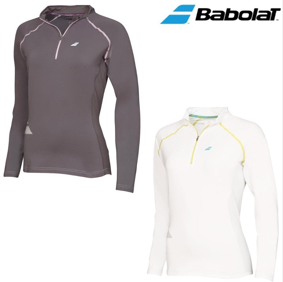 BABOLAT Womens 1/2 Zip Core Long Sleeve Top Tennis Sports Gym Training