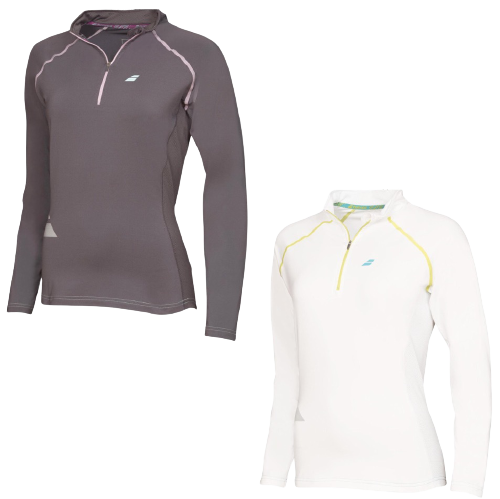 BABOLAT Womens 1/2 Zip Core Long Sleeve Top Tennis Sports Gym Training