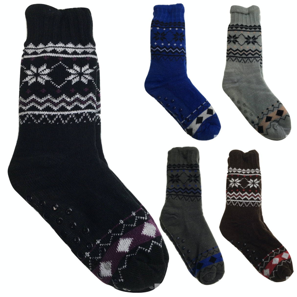 3 Pairs Mens Non Slip Thick Fur Warm Winter Bed Socks Thermal Warm Cushion BULK