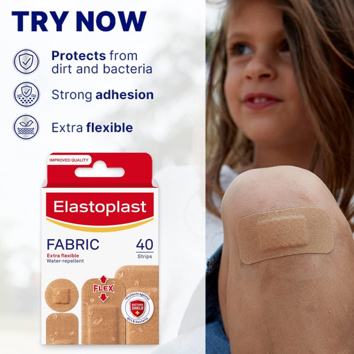 Elastoplast Fabric Extra Flexible Plaster, Pack of 40