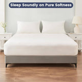 400TC Thread Count Queen 100% Cotton Fitted Bed Sheet & 2 Pillow Case Set in White