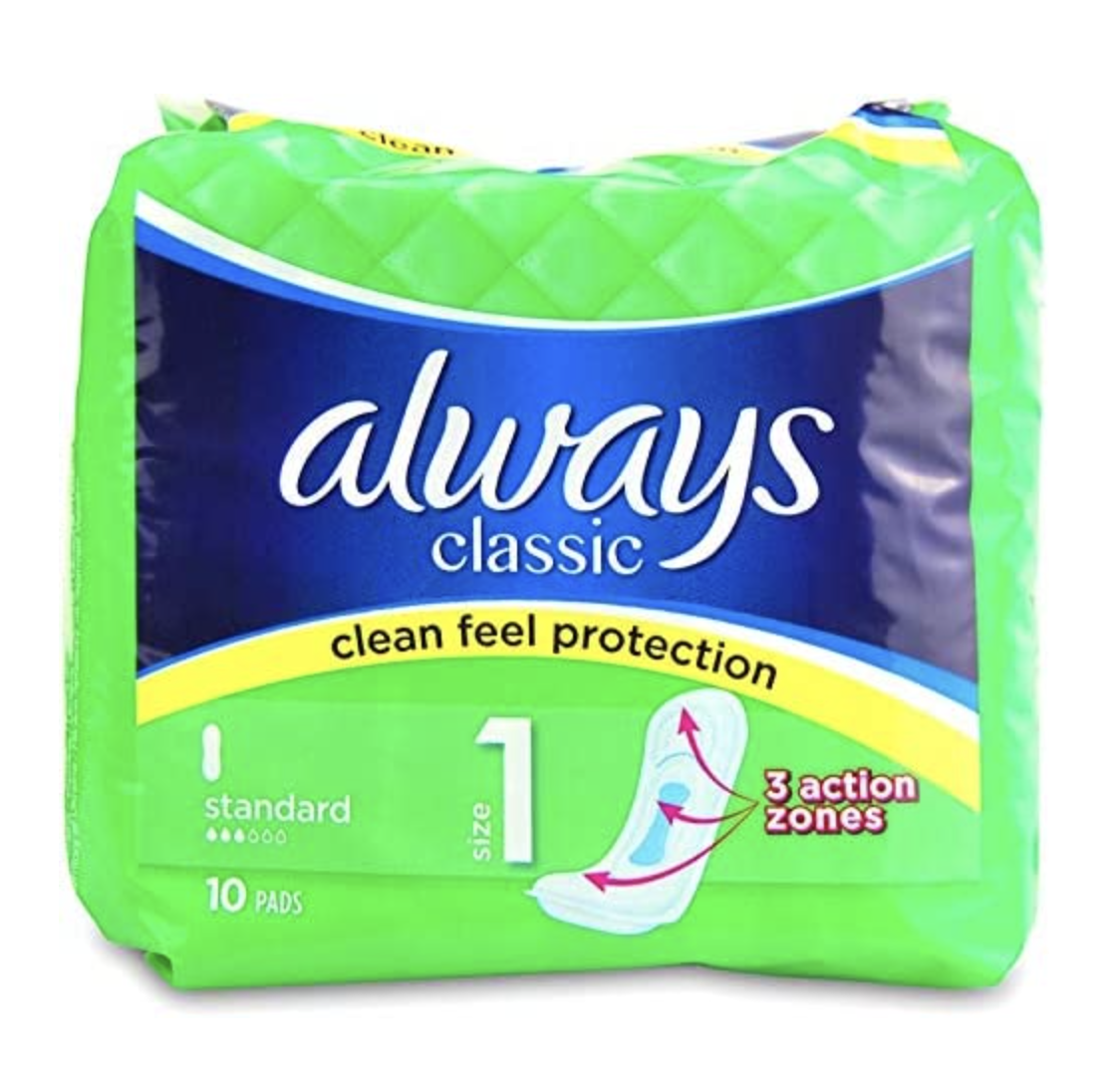 Always Pads Classic Clean Standard No Wings Size 1 - 1 Pack of 10 Pads