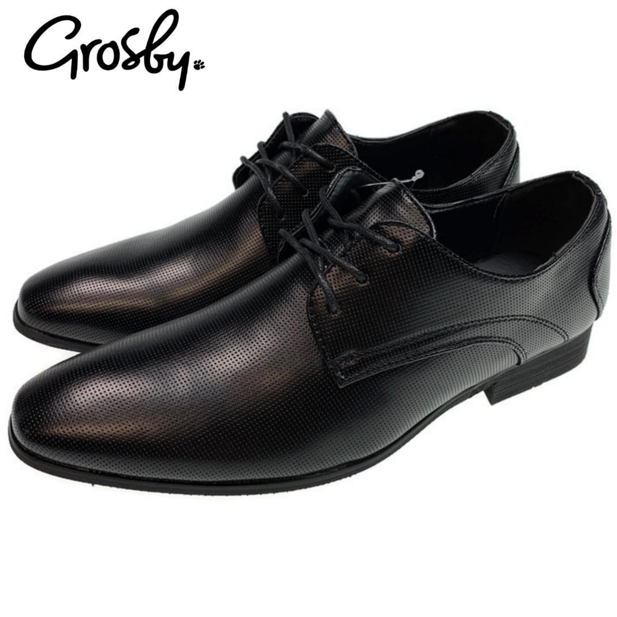 Grosby Mens Aaron Lace Up Shoes Formal Dress Synthetic Leather - Black