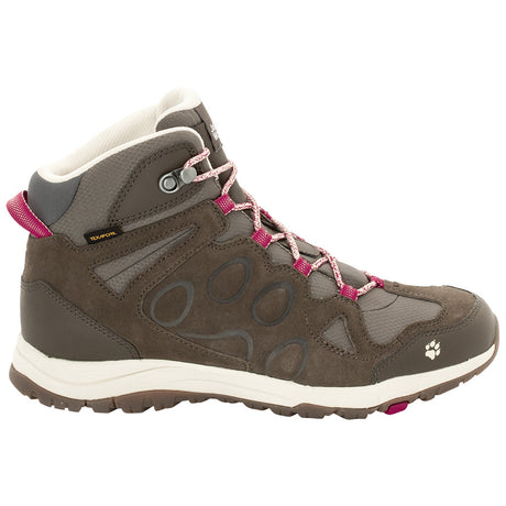 Jack Wolfskin Womens Waterproof Hiking Boots Shoes Rocksand Texapore Mid W - Dark Ruby