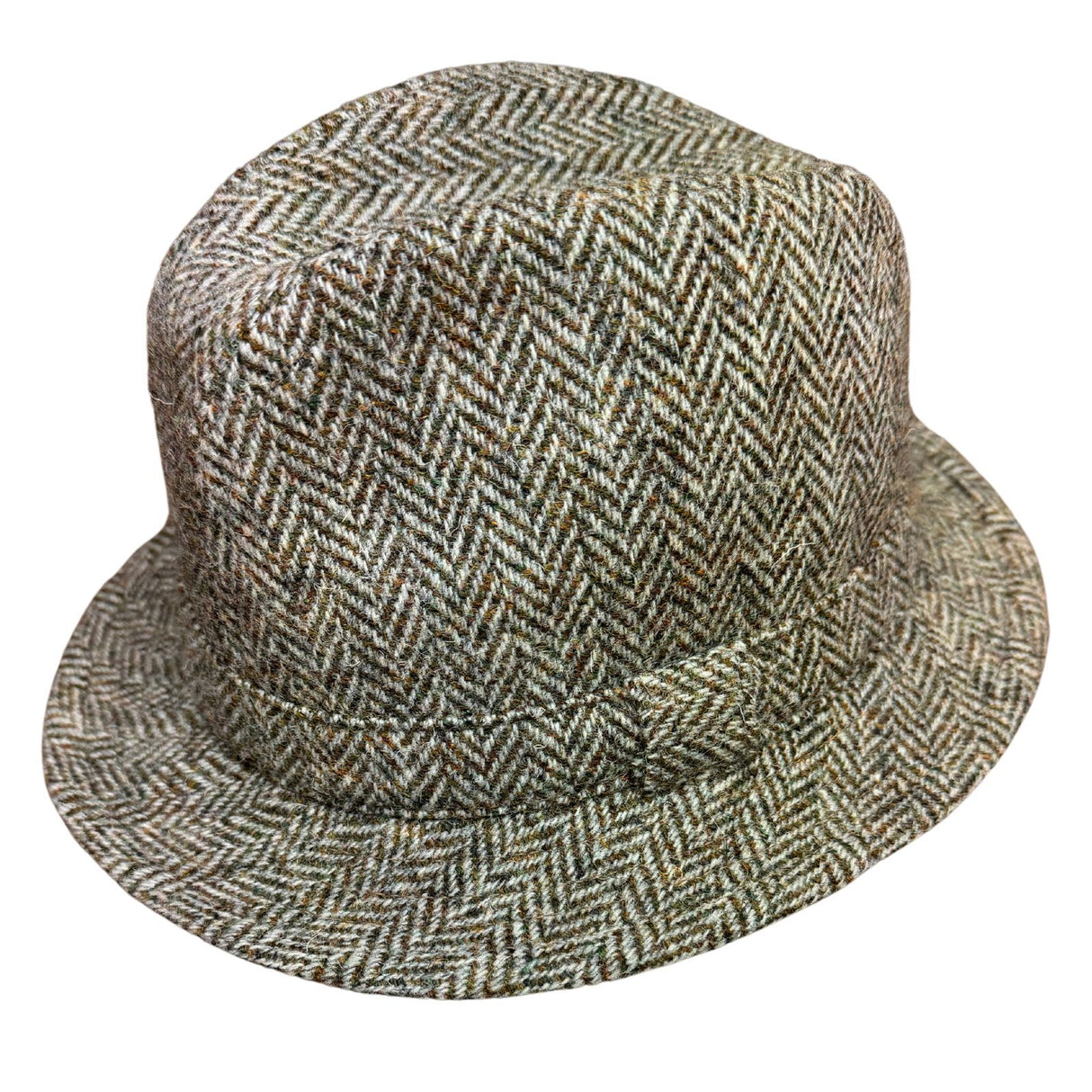 Harris Tweed Failsworth Elgin Made in Britain Trilby Hat Herringbone in Putty