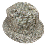 Harris Tweed Failsworth Elgin Made in Britain Trilby Hat Herringbone in Putty