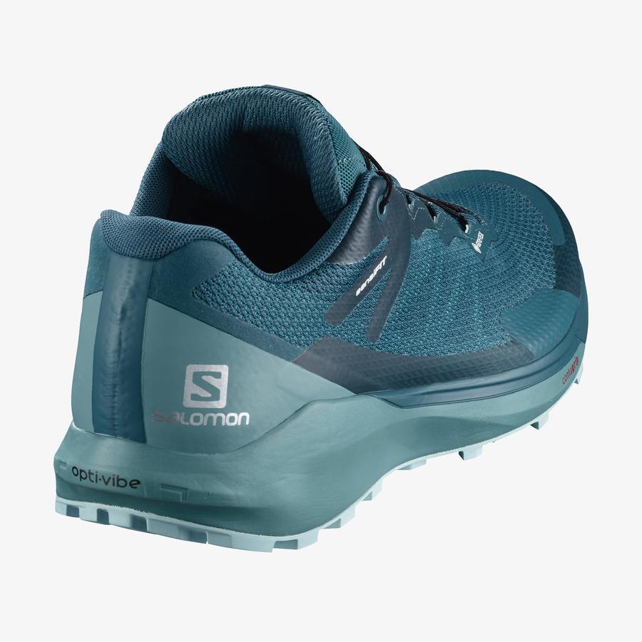 Salomon Mens Sense Ride 3 Trail Running Hiking Outdoor Sneaker Shoes - Lyons Blue/Smoke Blue/Lemon Zest