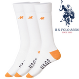 Livergy Mens Crew Socks - White/Orange- 1 Pack of 3