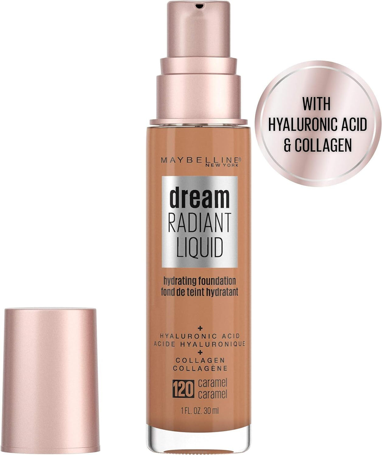 Maybelline Dream Radiant Liquid Hydrating Foundation w Collagen - Caramel 120