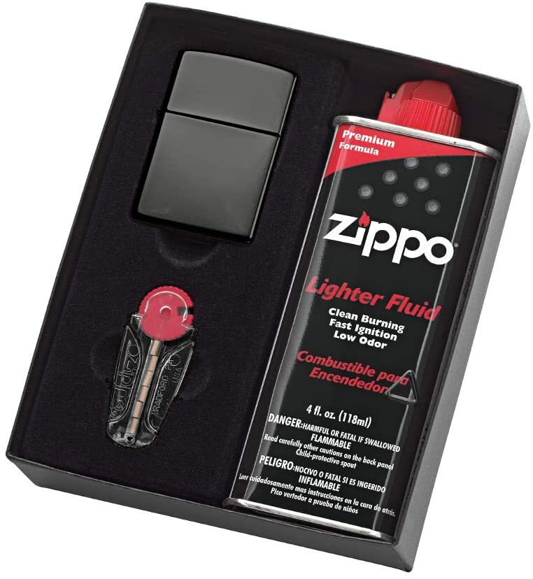 Zippo Black Ice Lighter Gift Box with Fluids + Flints