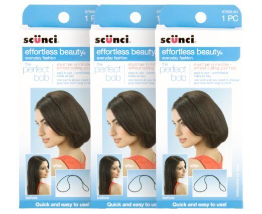 3x Scunci Pk1 The Perfect Bob Effortless Beauty Everyday Fashion Hair