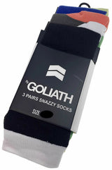 3PK Mens ST GOLIATH The Block Crew Socks Snazzy Sox Cotton Blend - Multi