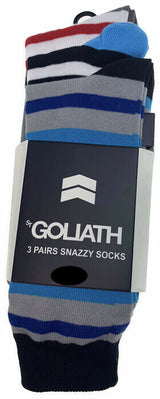 ST GOLIATH 3pk Wally Socks Snazzy Sox - Multi Stripe