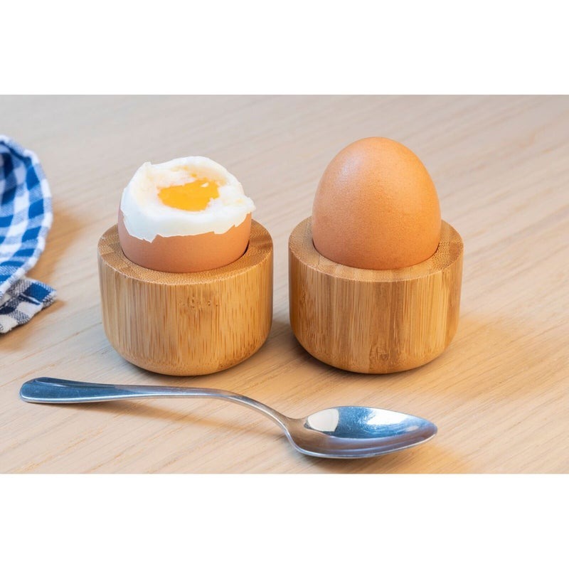 2pc Euroline 5cm Bamboo Boiled Egg Cups Holder/Stand Kitchen Tableware NTRL