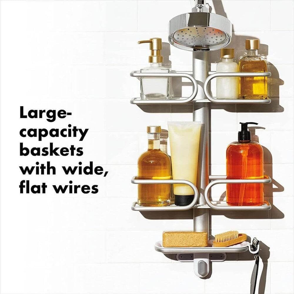 OXO 3 Tier Aluminium Shower Caddy Bath Rack Hanging Rust Proof