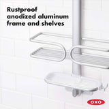 OXO 3 Tier Aluminium Shower Caddy Bath Rack Hanging Rust Proof