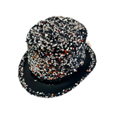 Sequin Top Hat Costume Party Cap Fancy Dress Trilby Fedora One Size - Silver/Black