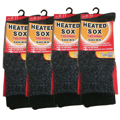 4 Pairs Mens THERMAL HEATED SOCKS Warm Winter Comfort Mens Work Sox Ski BULK