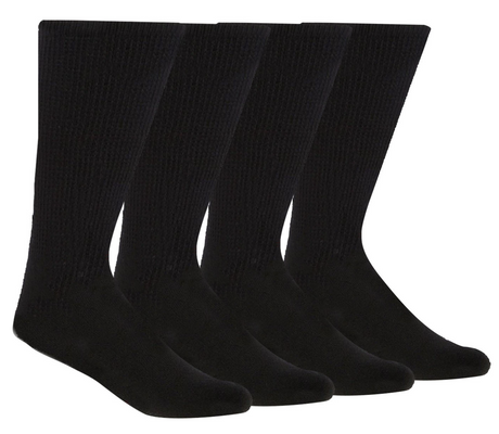 4 Pairs DIABETIC BAMBOO Socks Work Socks Medical Loose Top Crew Cushion BLACK