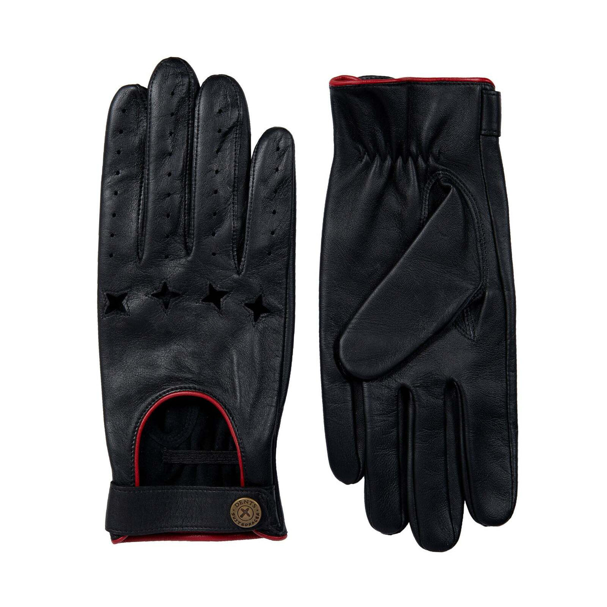 Dents Mens Suited Racer Touchscreen Leather Driving Gloves w/ Wristwatch Cut-Out