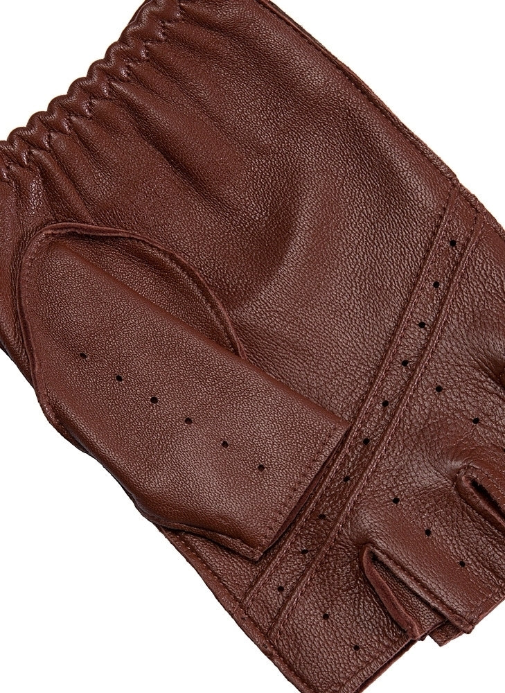 Dents Snetterton Mens Fingerless Leather Driving Gloves - English Tan