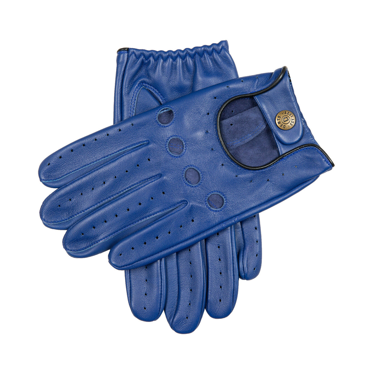 Dents Mens Classic Leather Driving Gloves in Royal/Black