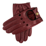 Dents Delta Mens Classic Leather Driving Gloves - Wine/Black