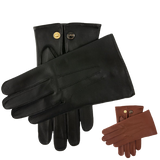 Dents Mens Classic Sandhurst Unlined Leather Gloves With 3-Point Stitch Detail Palm Vent & Dents Press Stud Fastening