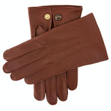 Dents Mens Classic Sandhurst Unlined Leather Gloves With 3-Point Stitch Detail Palm Vent & Dents Press Stud Fastening