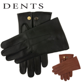 Dents Mens Classic Sandhurst Unlined Leather Gloves With 3-Point Stitch Detail Palm Vent & Dents Press Stud Fastening