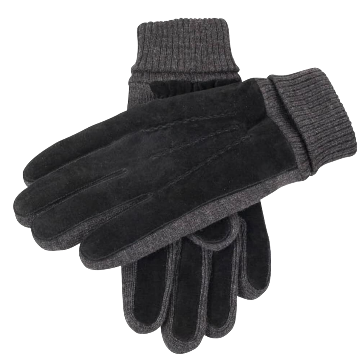 Dents Mens Pigsuede Gloves With Acrylic Knit Cuff 3 And Fleece Lining Winter