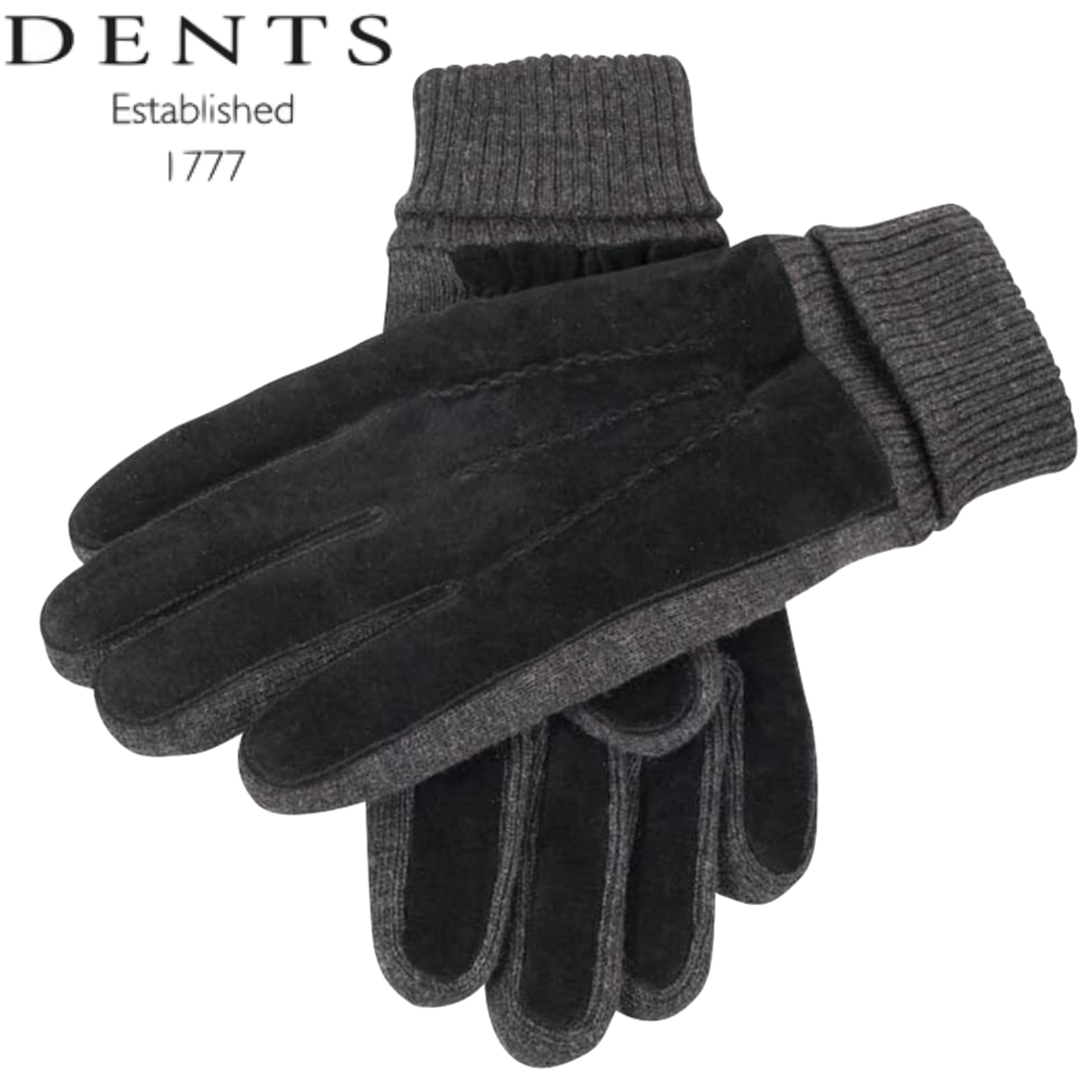 Dents Mens Pigsuede Gloves With Acrylic Knit Cuff 3 And Fleece Lining Winter