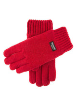 Dents Mens 100% Wool Knit Gloves with 3M Thinsulate Lining - Berry