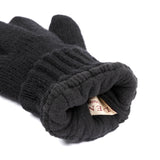 DENTS 3M Thinsulate Mens Wool Knit Gloves With Rib Cuff Warm Winter - Black