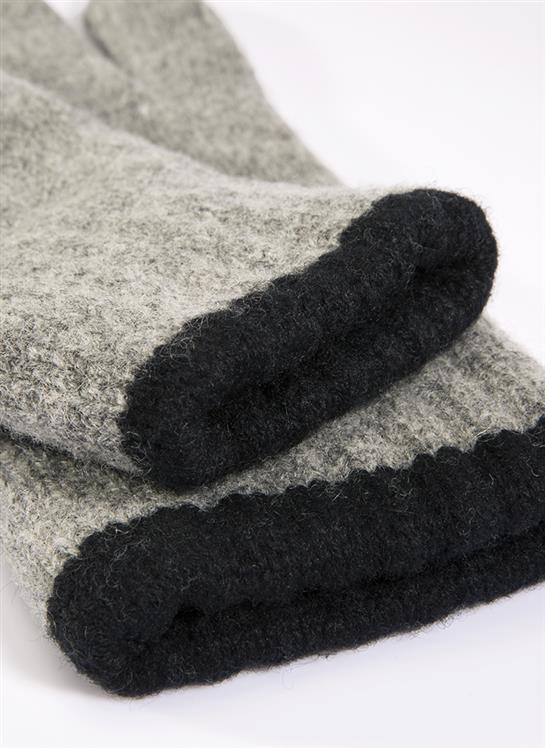 Dents Newburgh Mens Lambswool Knitted Gloves - Grey/Black