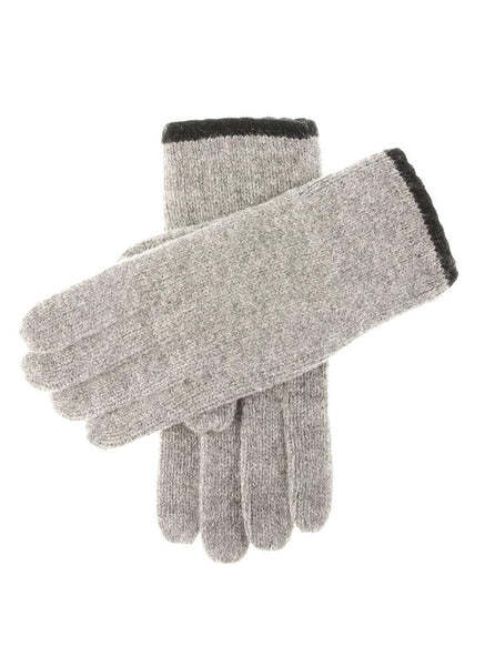 Dents Newburgh Mens Lambswool Knitted Gloves - Grey/Black