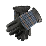 Dents Devon Mens Faux Fur Lined Abraham Moon Dogtooth & Leather Gloves