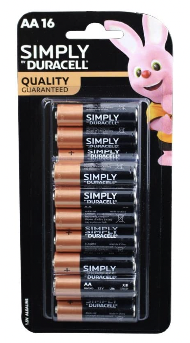 Duracell AA Simply Batteries 1.5 Volts Alkaline Battery - 1 Pack of 16