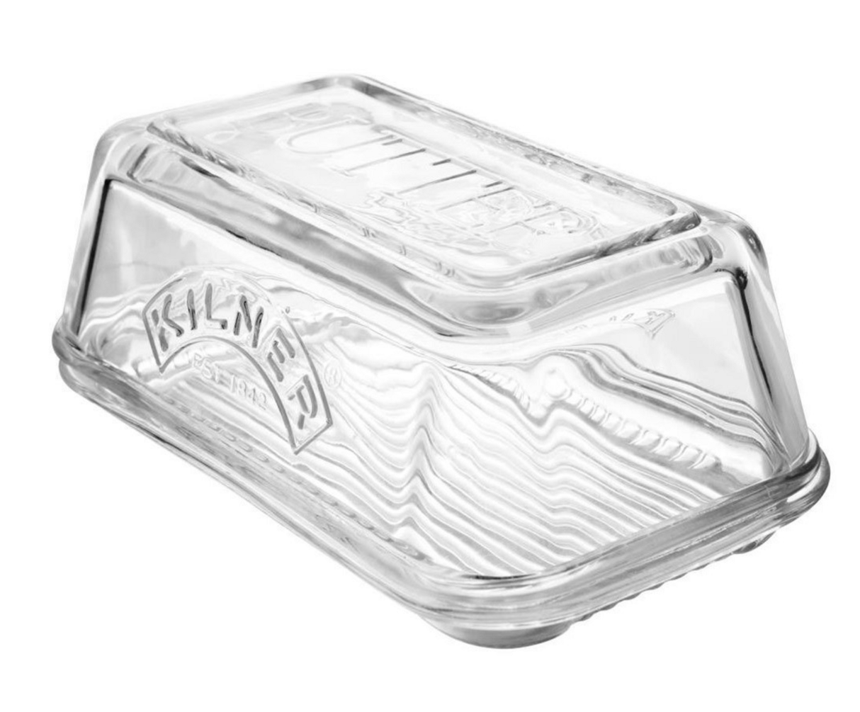 2x Kilner Glass Butter Dish Dishwasher Microwave Safe Container Tableware