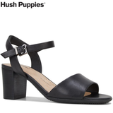 Hush Puppies Womens Leather Lindera Heels Shoes Sandals Elegant - Black