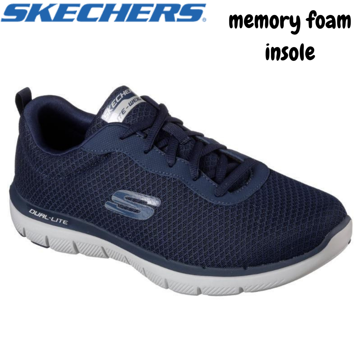 Skechers Mens Flex Advantage 2.0 Memory Foam Shoes Sneakers Runners Trainers - Navy