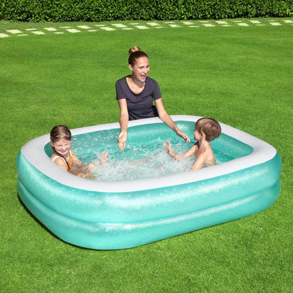 Inflatable Swimming Pool Above Ground Family Pool Heavy Duty (201cm x 150cm x 51cm) - 450 Litre