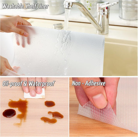 12x Non Slip Drawer Liner Plastic Gripper Cabinet Cupboard Clear Mat - 150cm x 45cm