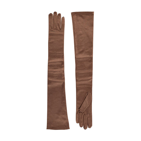 Dents Womens Long Opera Satin Gloves in Bronze