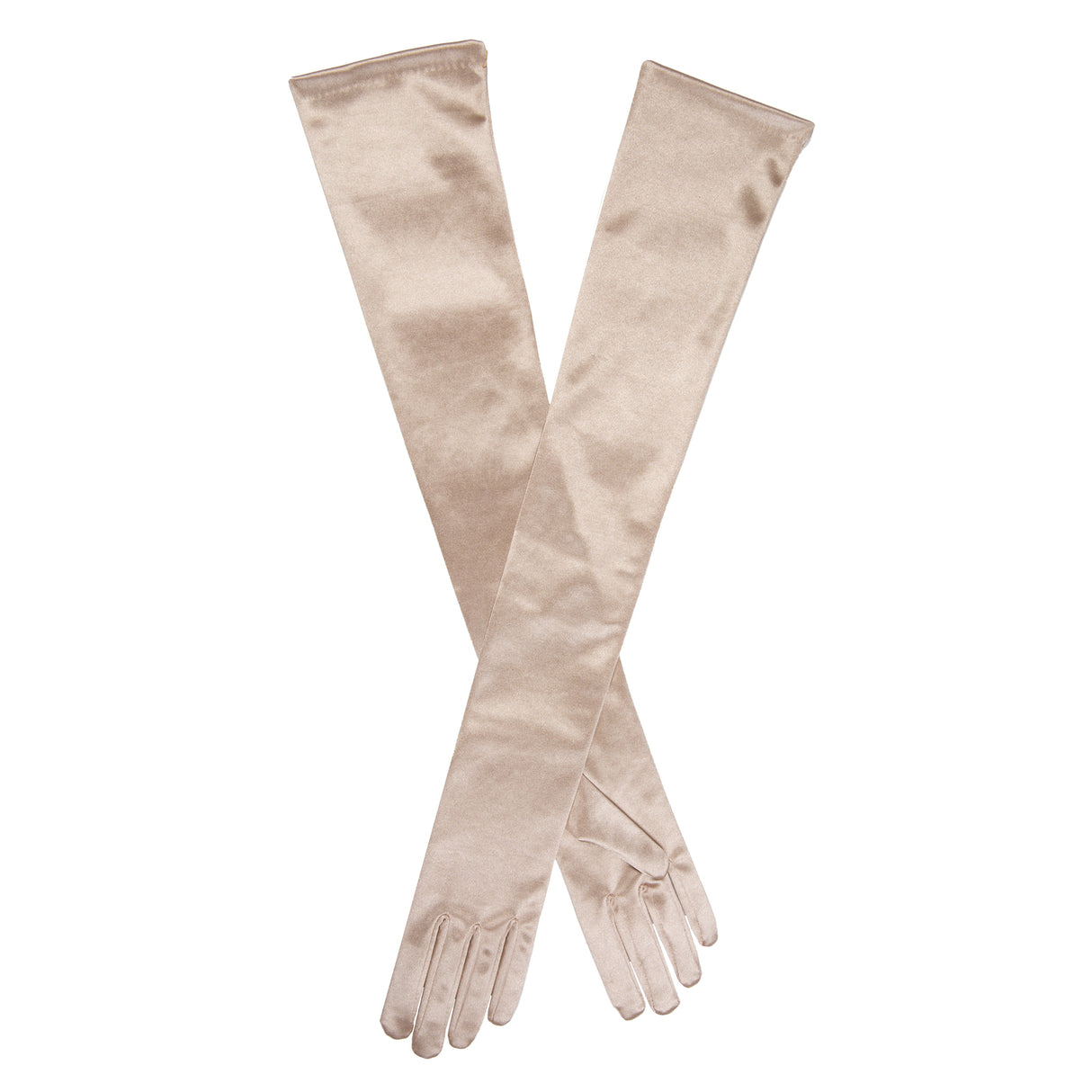 Dents Womens Long Opera Satin Gloves in Champagne