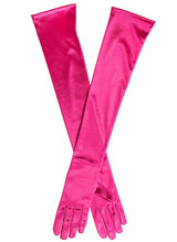 Dents Womens Long Opera Satin Gloves in Fuchsia