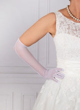 Dents Womens Long Sheer Tulle Gloves in White