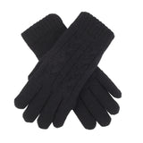 DENTS Ladies Womens Cable Knit Yarn Lined Gloves Warm - Black - One Size